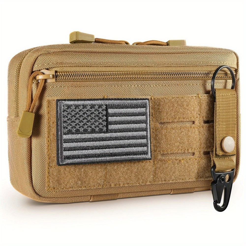Tactical Molle Admin EDC Tool Bag with USA Flag Patch Keychain