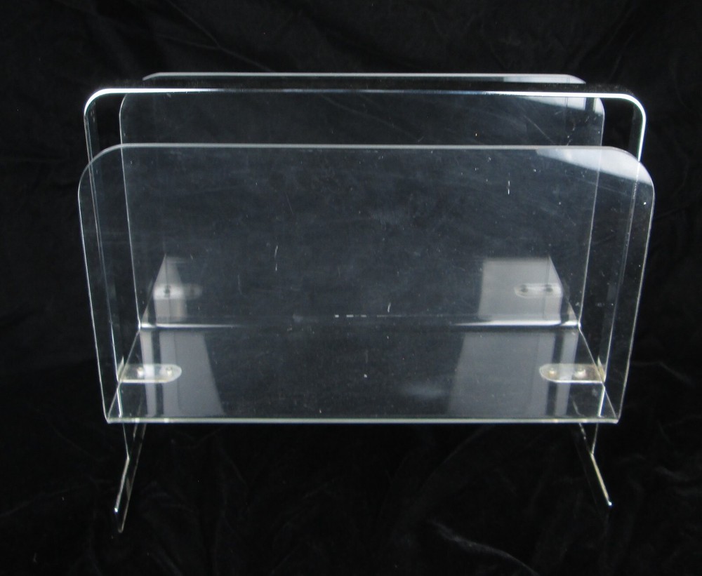 Milo Baughman Attributed Chrome and Lucite Magazine Rack Mid Century Modern