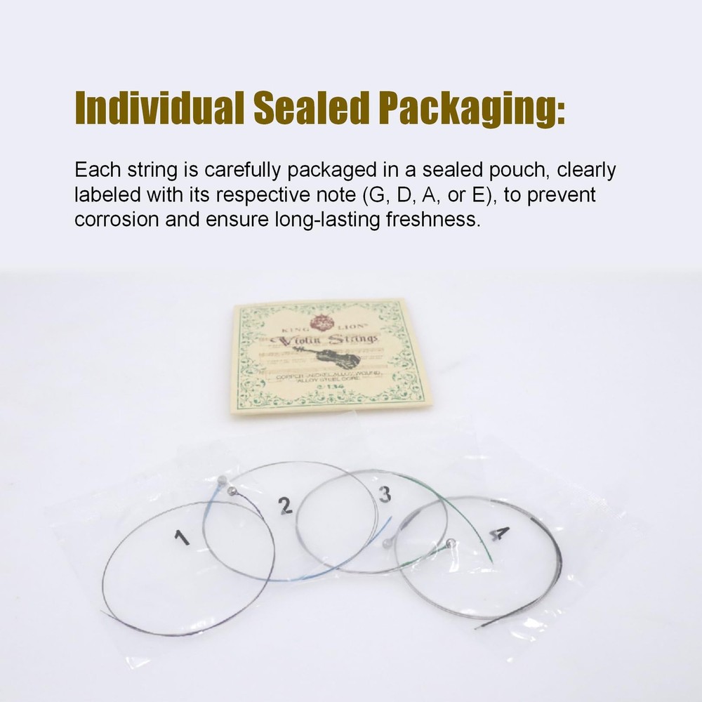 2 Sets Violin Strings, Universal Nickel-plated Steel Strings G-D-A-E for 4/4