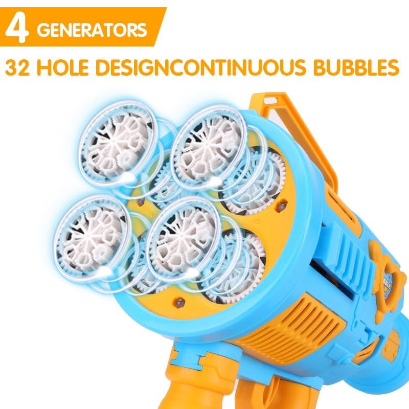 Automatic Bubble Machine Gun Rechargeable Bubble Gun for Kids with 4 Bottles ...