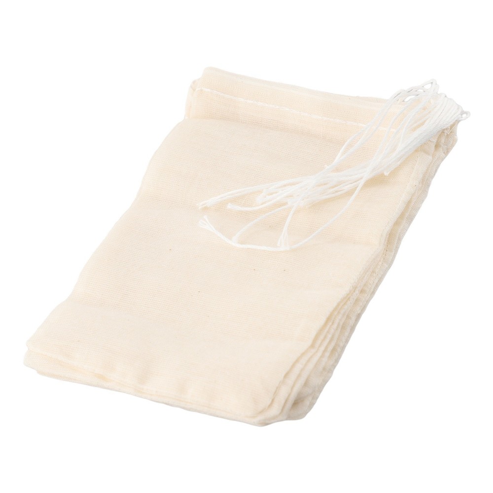 10pcs Cotton Empty Filter Muslin Drawstring Straining Tea Cook Separating Spice