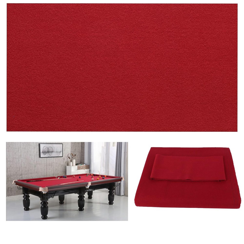 8' Pool Table Felt w/ 6 Cloth Strips, Pre Cut Billiard Red