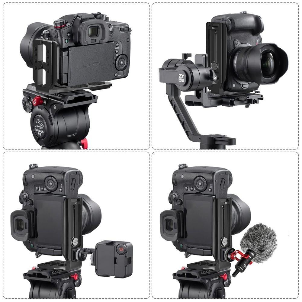 DSLR Camera L Bracket Vertical Horizontal Switching Tripod Quick Black