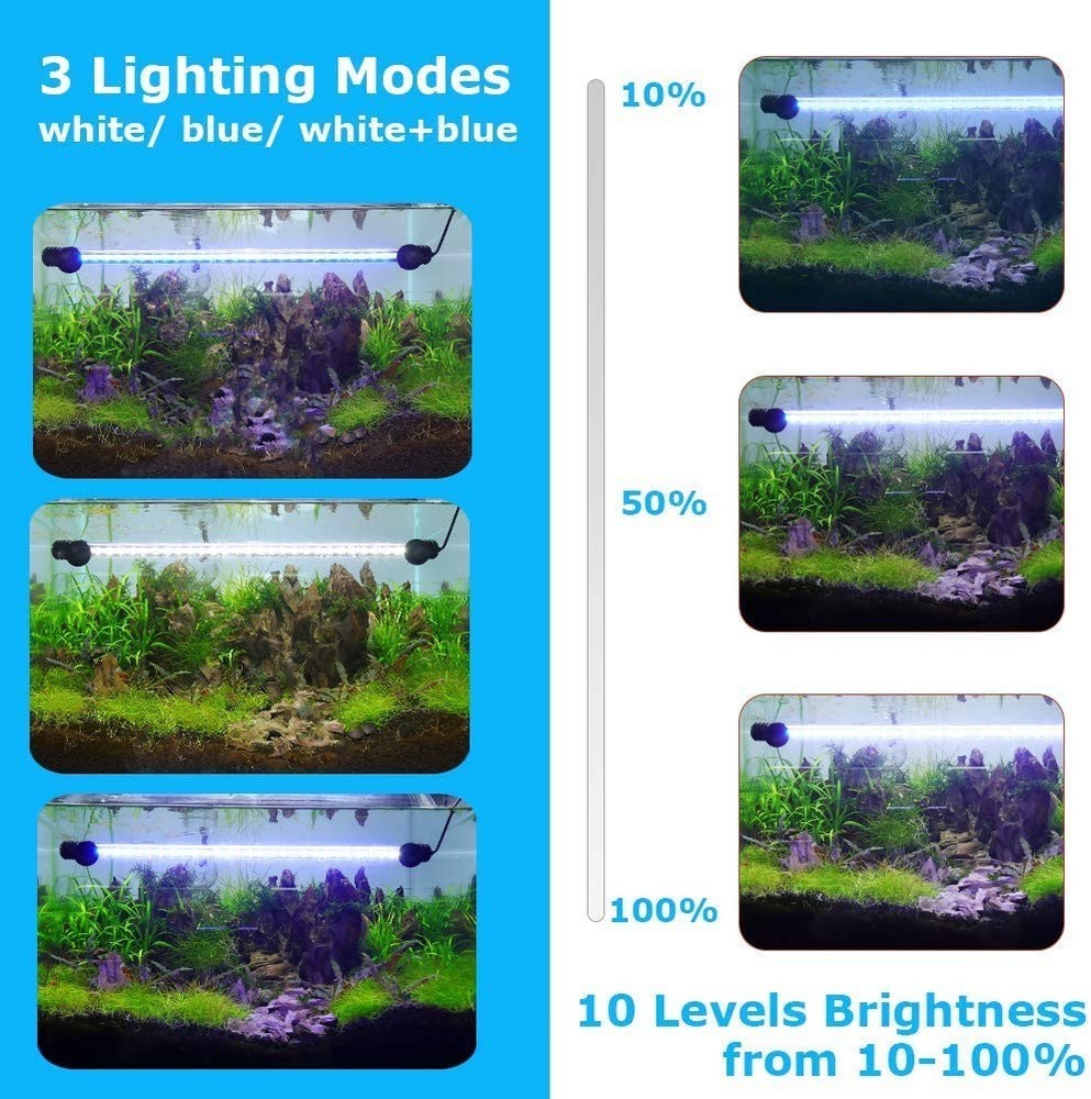AquariumBasics Aquarium Light for 7.5 inch （Timer & Dimming function), White