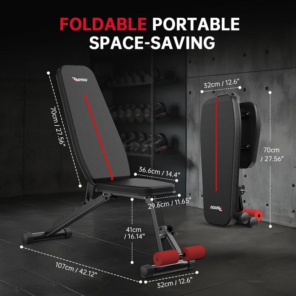 10-Level Adjustable Fitness Bench with Comfortable Padding & Dual Foot Support