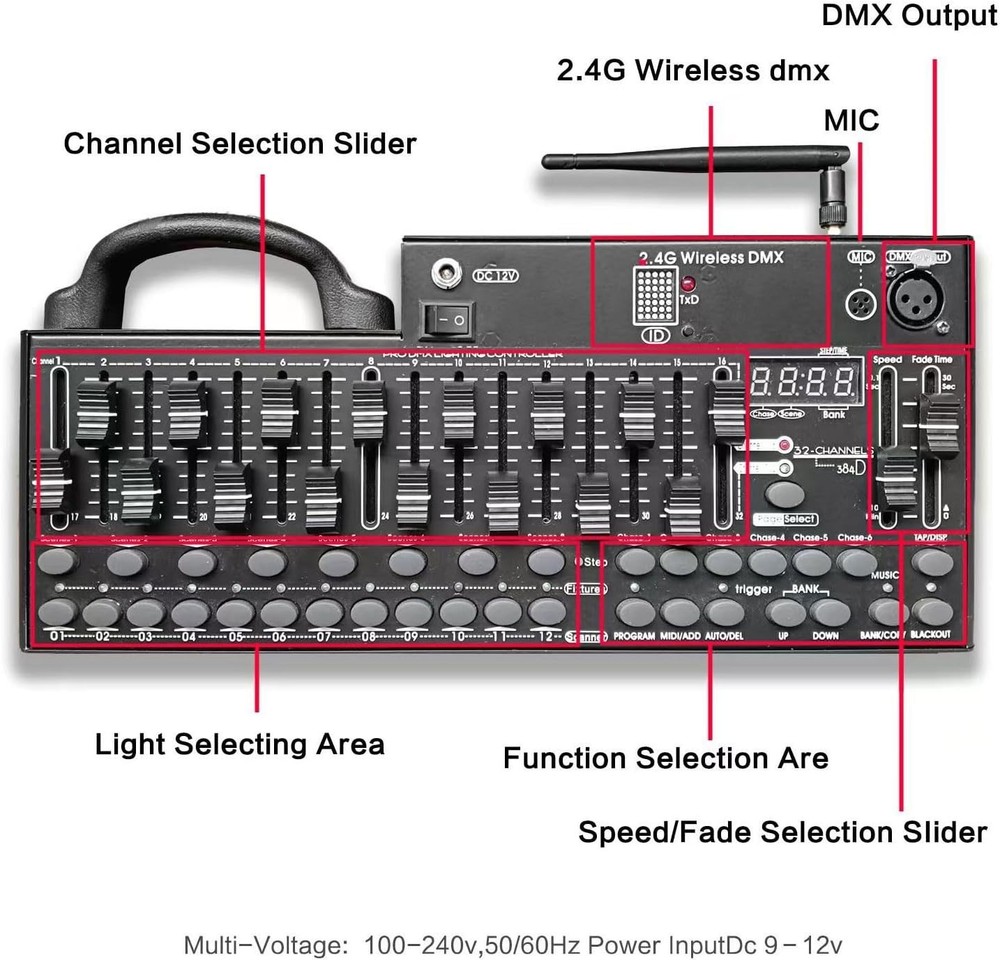 DMX 384 Controller Wireless DJ Light Console 384 Channel DMX512 for Stage Party