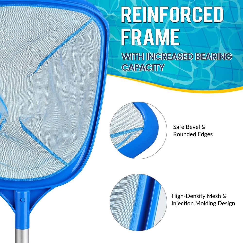 Pool Skimmer Net,Deep Pool Leaf Net with Reinforced Frame, Large Capacity Rak...