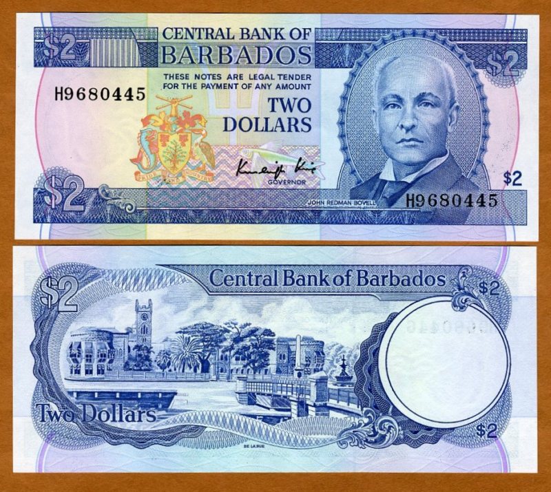 Barbados, $2, ND (1986) P-36, UNC