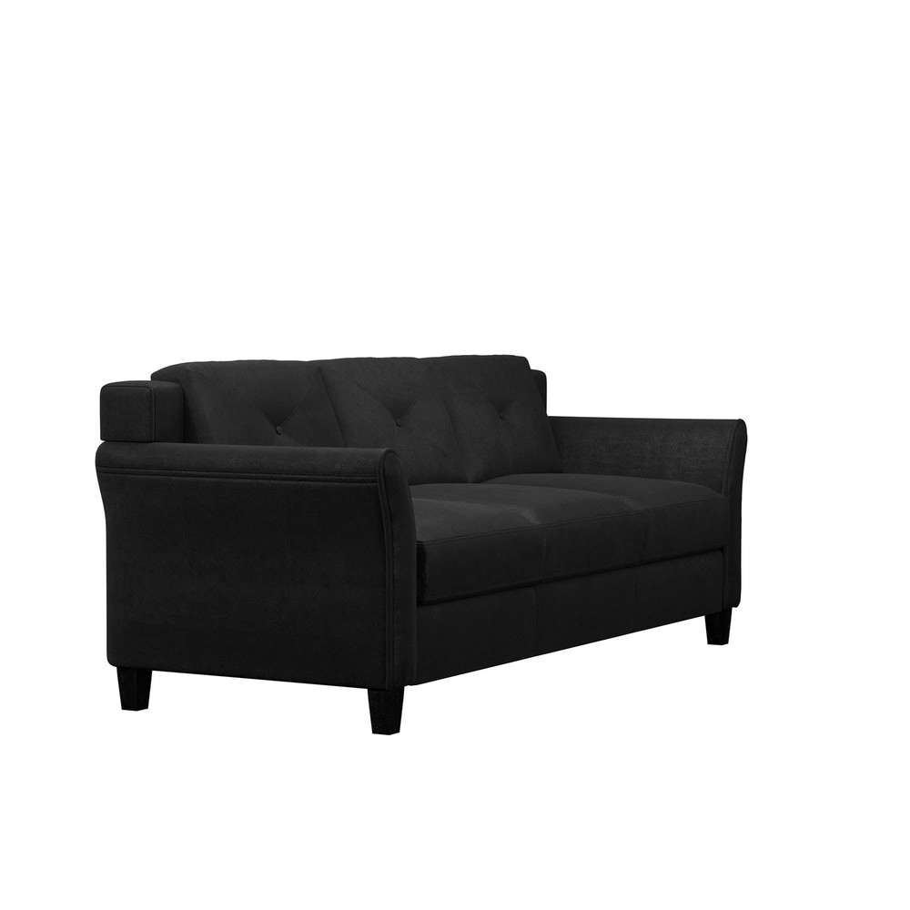 Taryn Curved Arms Sofa, Black Fabric
