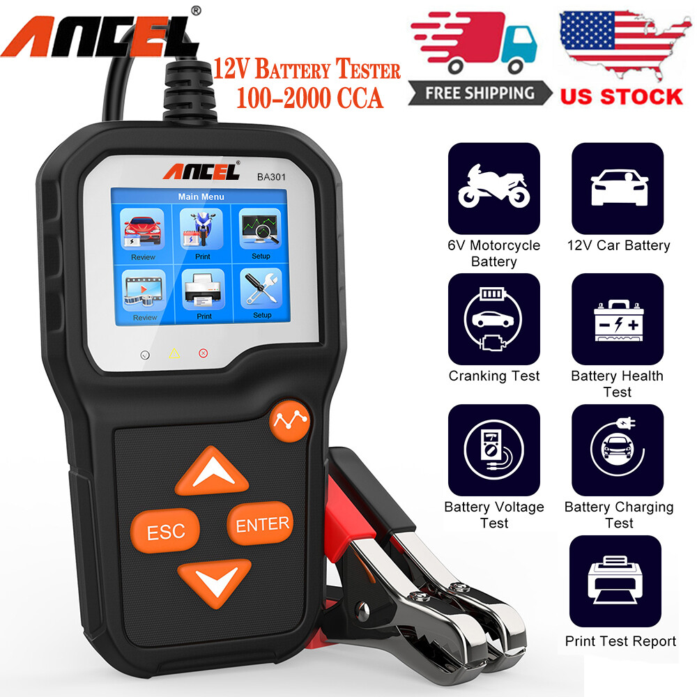 Ancel BA301 6V 12V  Battery Tester Charging Cranking Analyzer Tools 100-2000CCA