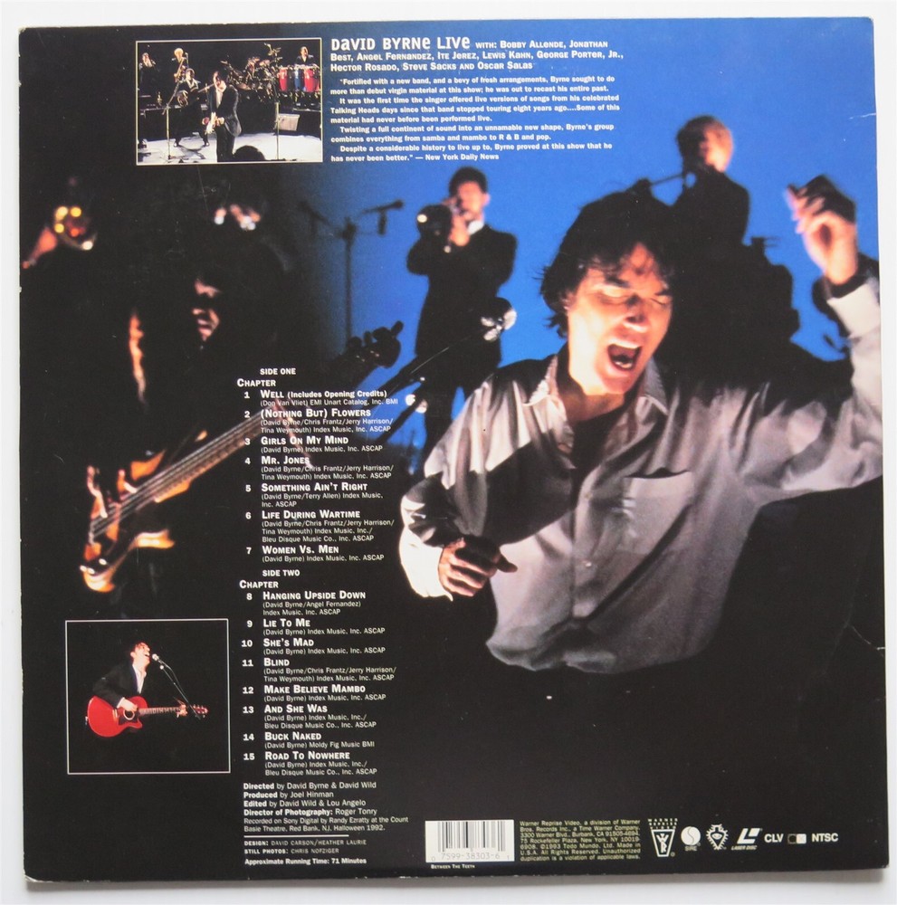 David Byrne live "Between the teeth" laserdisc 1993