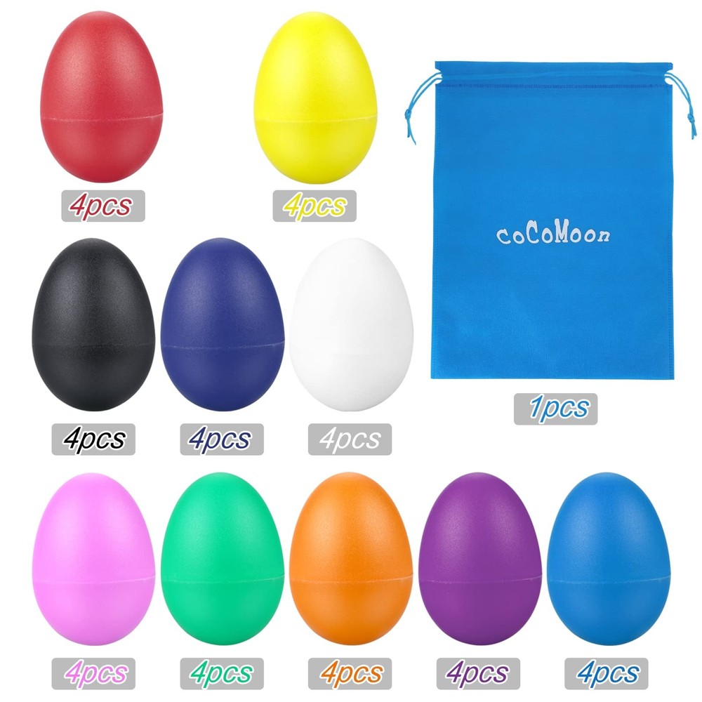 COCOMOON Egg Shakers Musical Instruments for Small, 10 Colors 40pcs