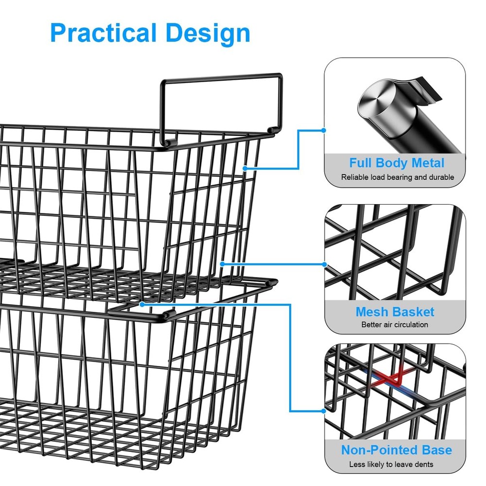 Homics Freezer Organizer Bins, Large Capacity Stackable Baskets for Deep Ches...