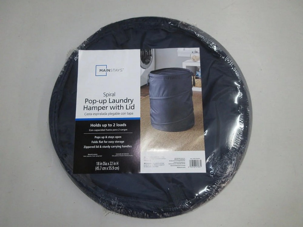 (3 pack) Navy Polyester Spiral Pop-up Laundry Hamper with Zipper Lid