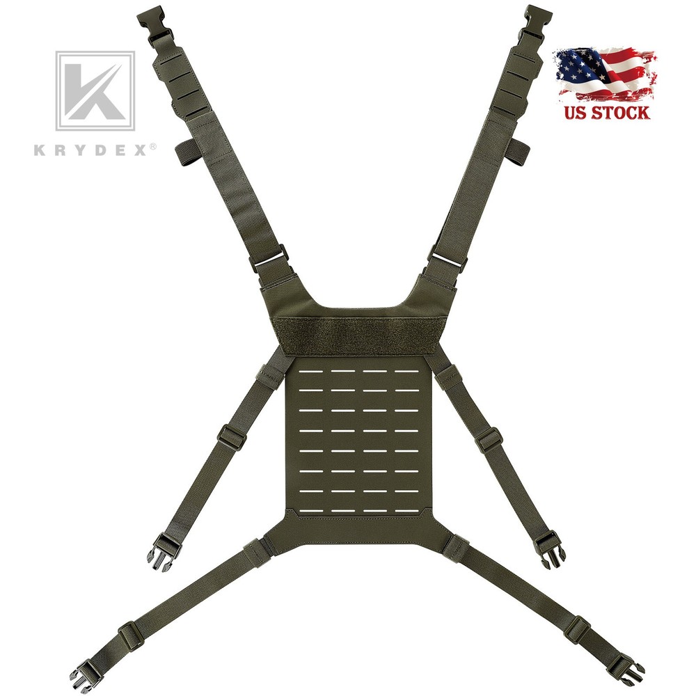 Krydex Tactical Chest Rig Shoulder Strap with Back MOLLE Panel Harness Vest RG