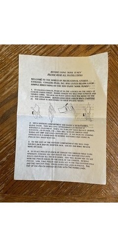 Coolers Plus Kool Tunes Cooler Documentation NOS 1990s Package Instructions