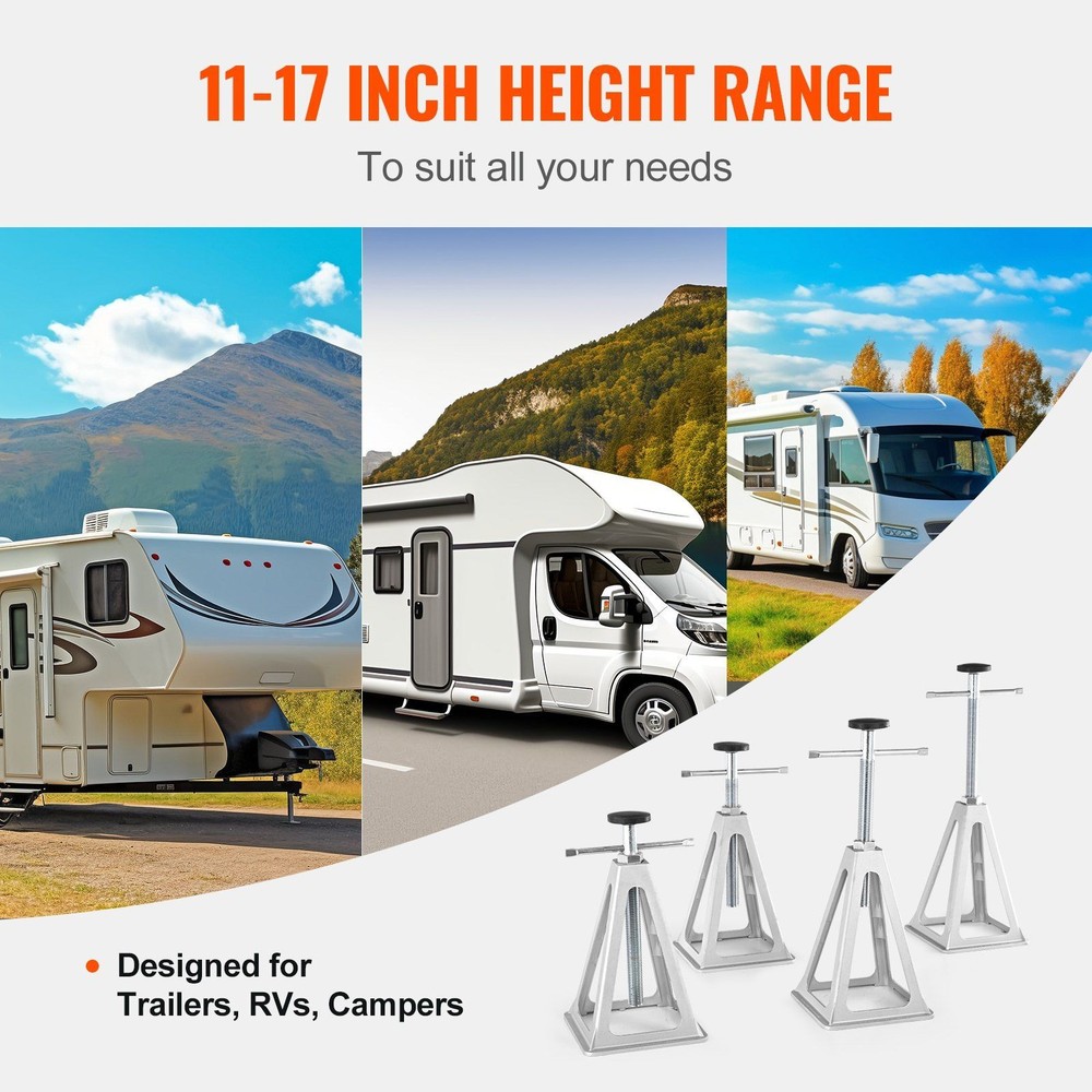 Lightweight RV Stack Jacks 4 Pack, 6000lb 11in-17in Adjust