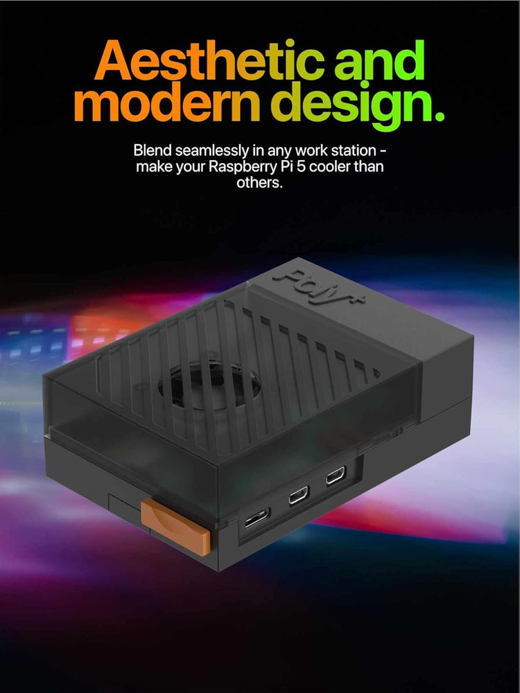 Argon Poly+5 Case with Active Cooler for Raspberry Pi 5 | with Argon THRML 30Mm