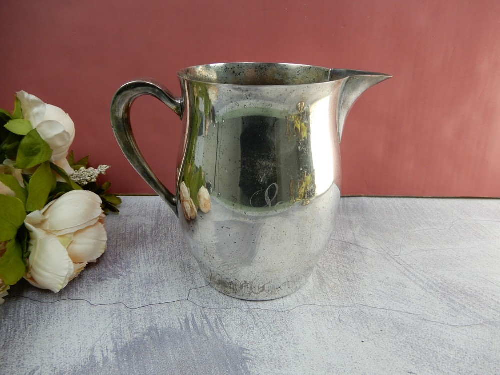 Vintage Academy Silver On Copper Water Pitcher 5