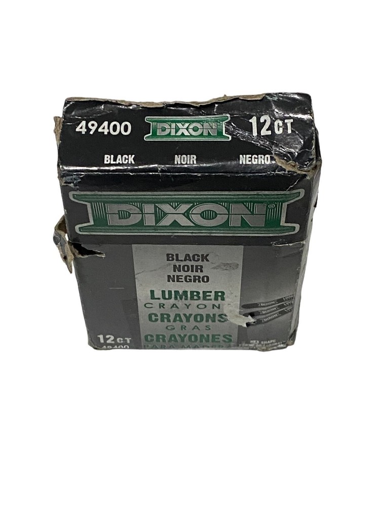 Dixon 49400 Lumber Crayons, Hex Shape, Black -12Pcs - New