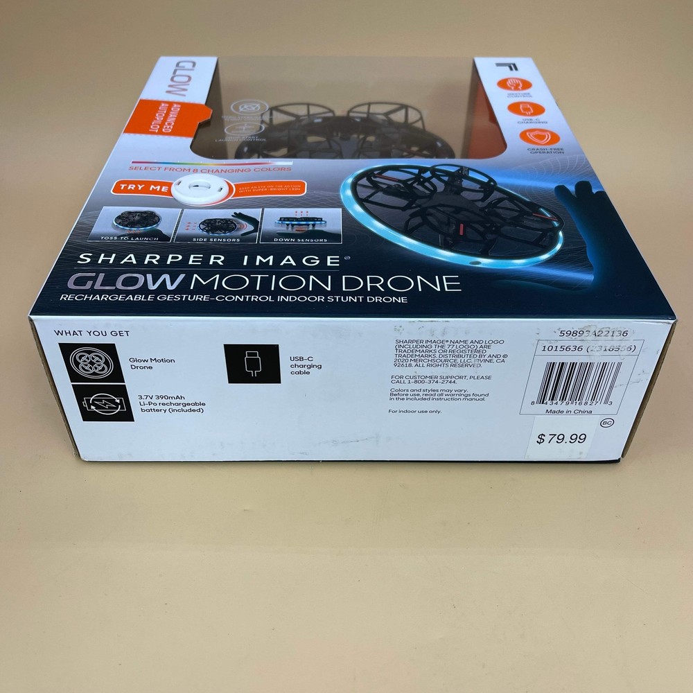 New Sharper Image Glow Motion Drone Gesture Control Indoor Stunt Drone