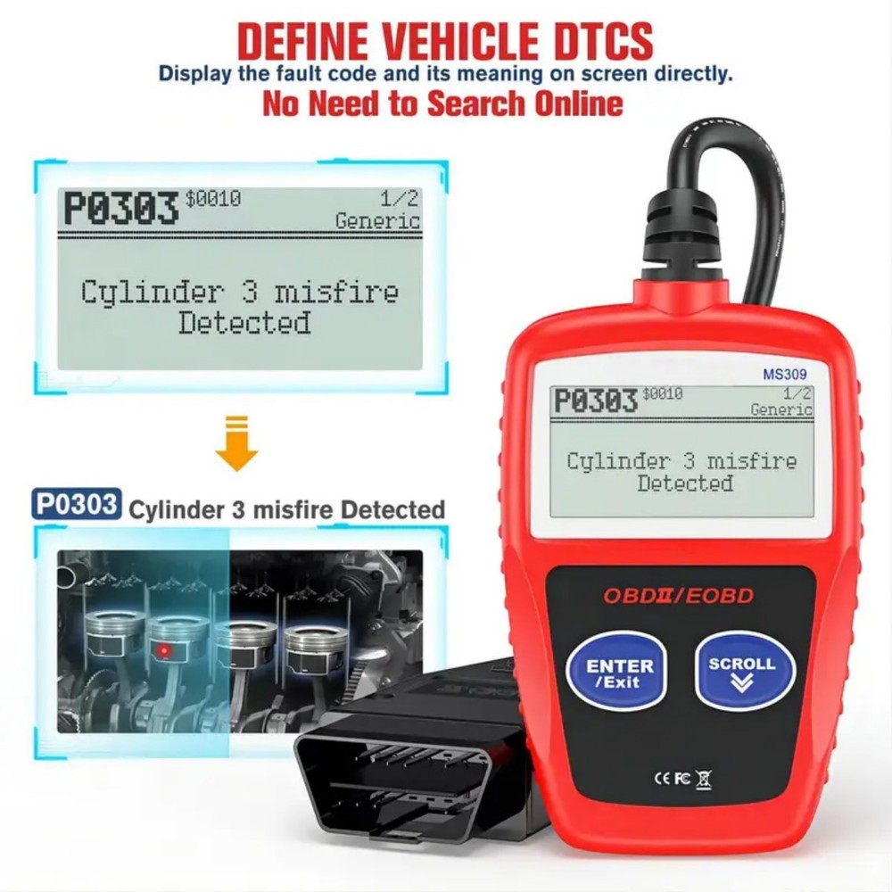 Upgraded MS309 OBD2 OBDII EOBD Code Reader - Car Diagnostic Tool