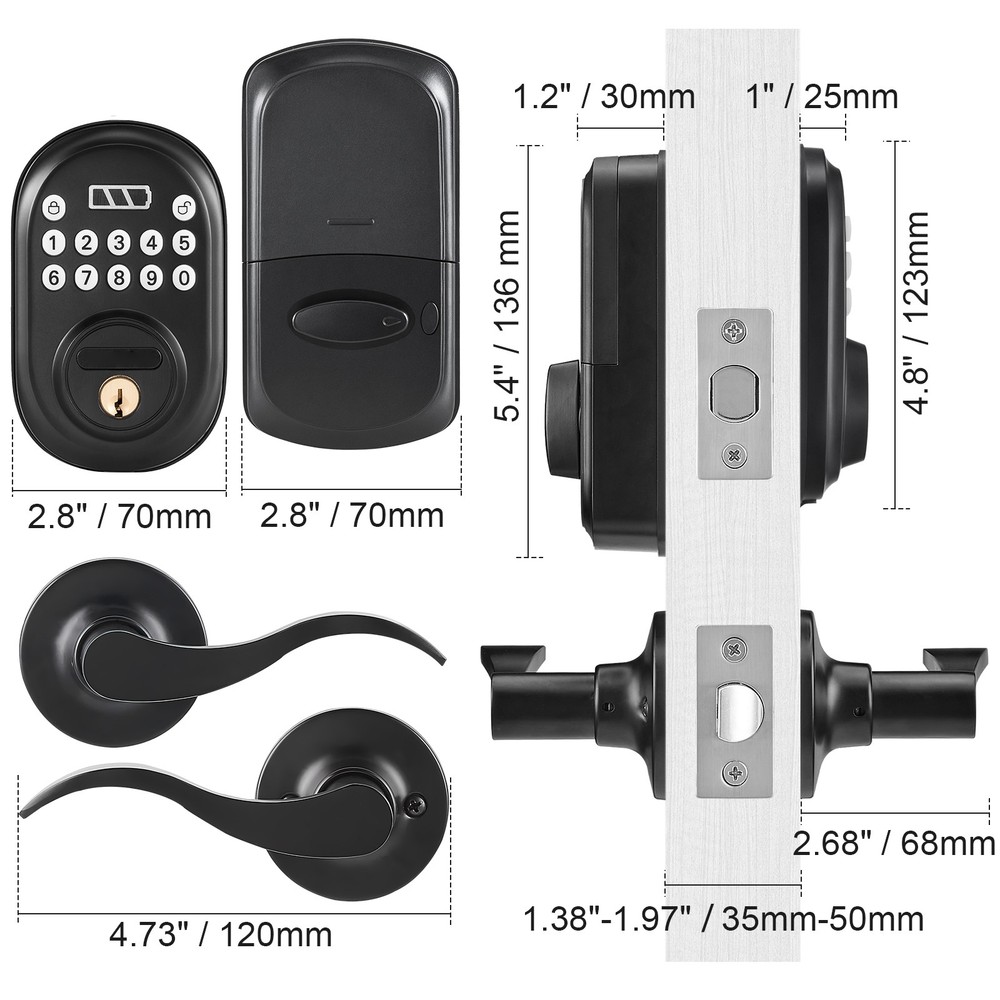 Keyless Entry Door Lock with Handle Electronic Door Lock Password and Key