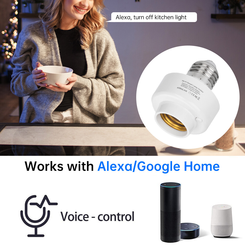 Smart WiFi Bulb Socket E26 E27 Light Bulb Adapter EWeLink Alexa Google Control