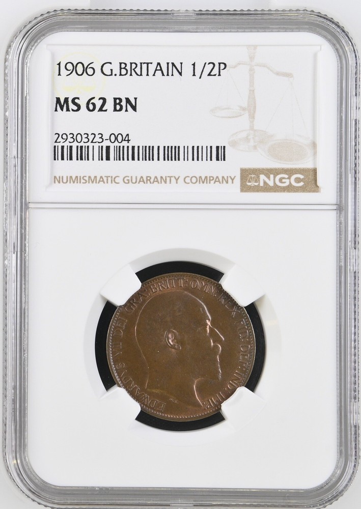 1906 Halfpenny NGC MS62 Edward VII