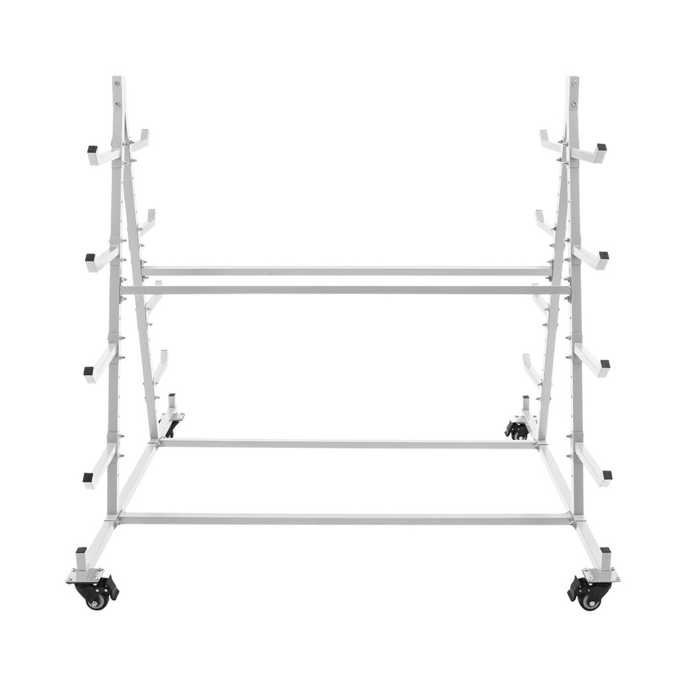 5-Tier Horizontal Material Rack, White Iron Pipe & Lumber Storage with 4 Wheels