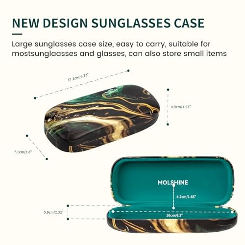 Hard Shell Sunglasses Case, Classic Large Glasses Case for Emerald Marble