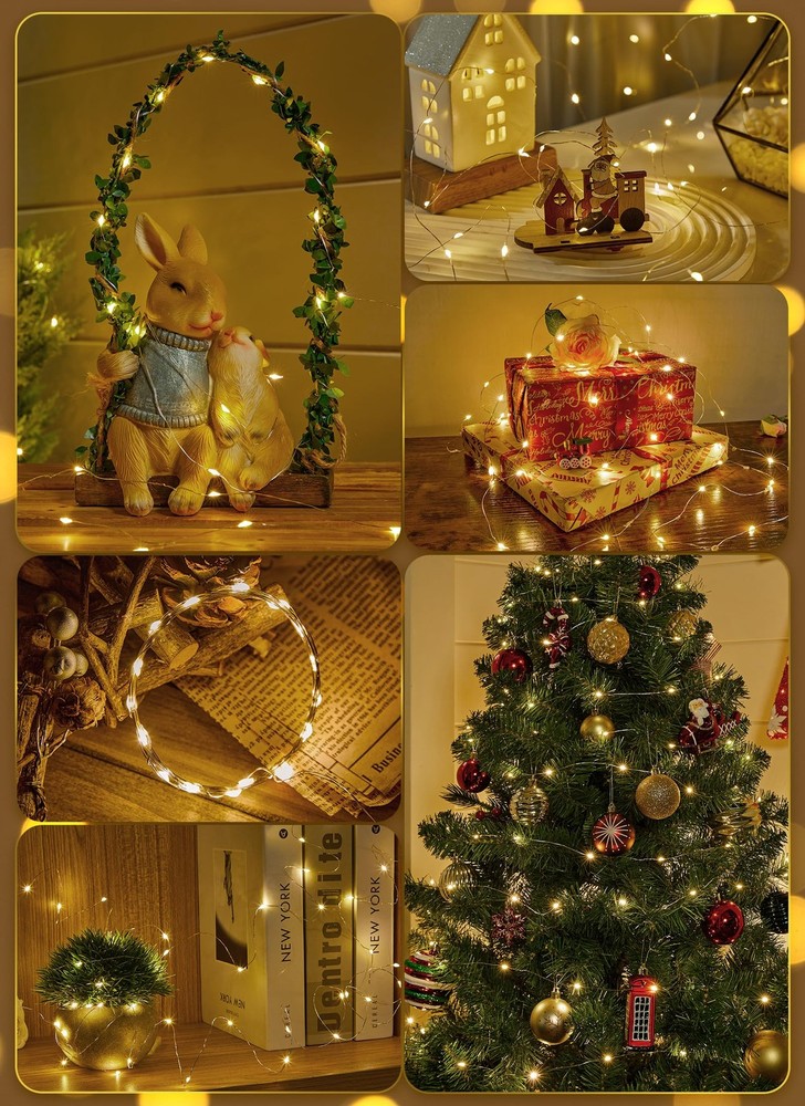 100LED Warm White Waterproof String Lights Timer Remote Control 33ft Fairy Li...