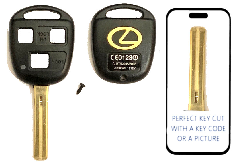 KEY CUT SERVICE + Lexus 3 Button Remote Head Key Shell TOY48 (Short)