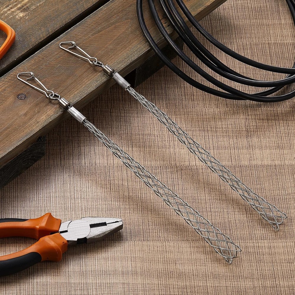 2 Pcs 3/4 in Wire Pulling Grip Mesh Metal Cable Puller Socks Wire Tools for Elec