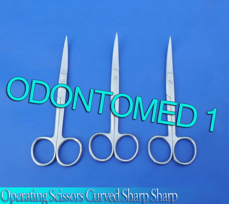 3 Operating Dissecting Surgical Scissors 5.5" Curved Sharp Sharp Blades