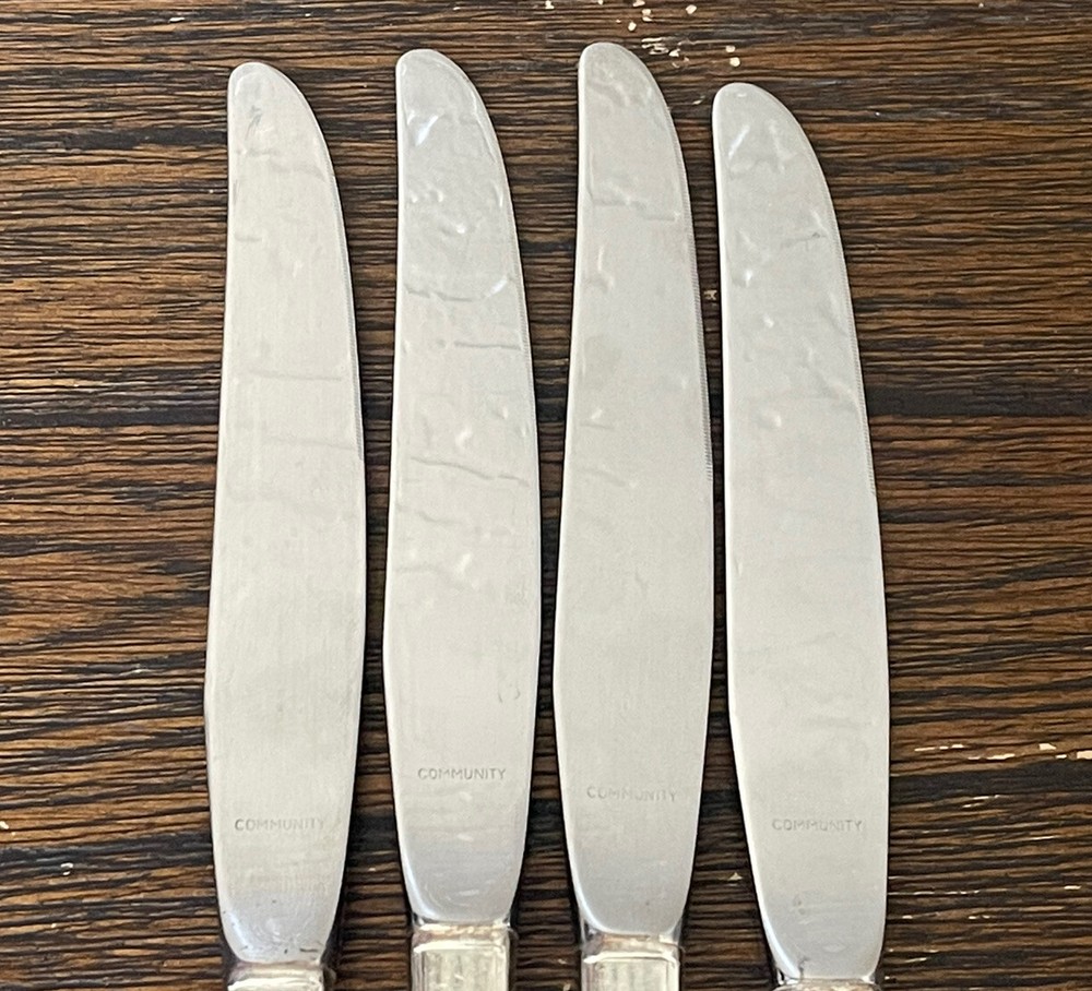 4 Oneida Community Morning Star Pattern Silverplate Flatware Dinner Knives
