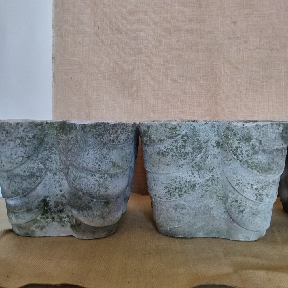 individual mid century cast stone planters