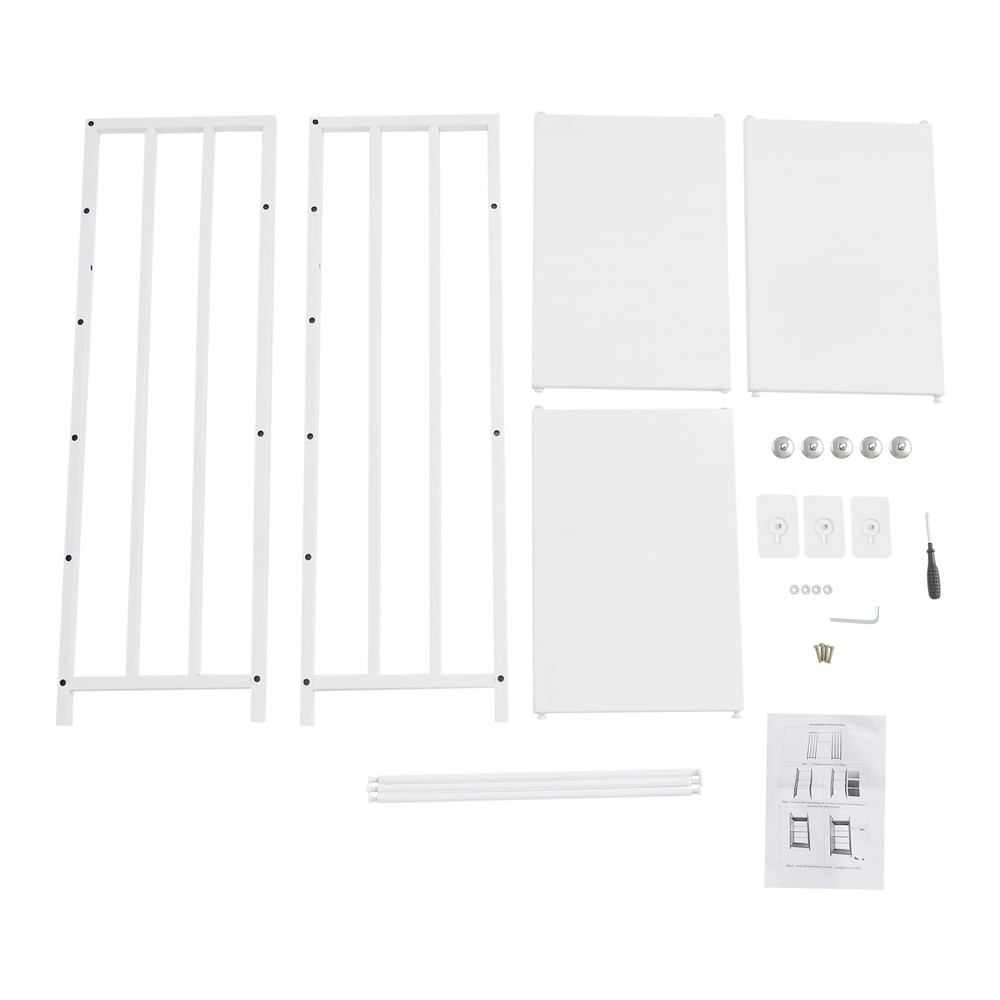 Open Shelf Bookcase, 3-Tier Display Rack, White, Baking Paint, Floor Mount