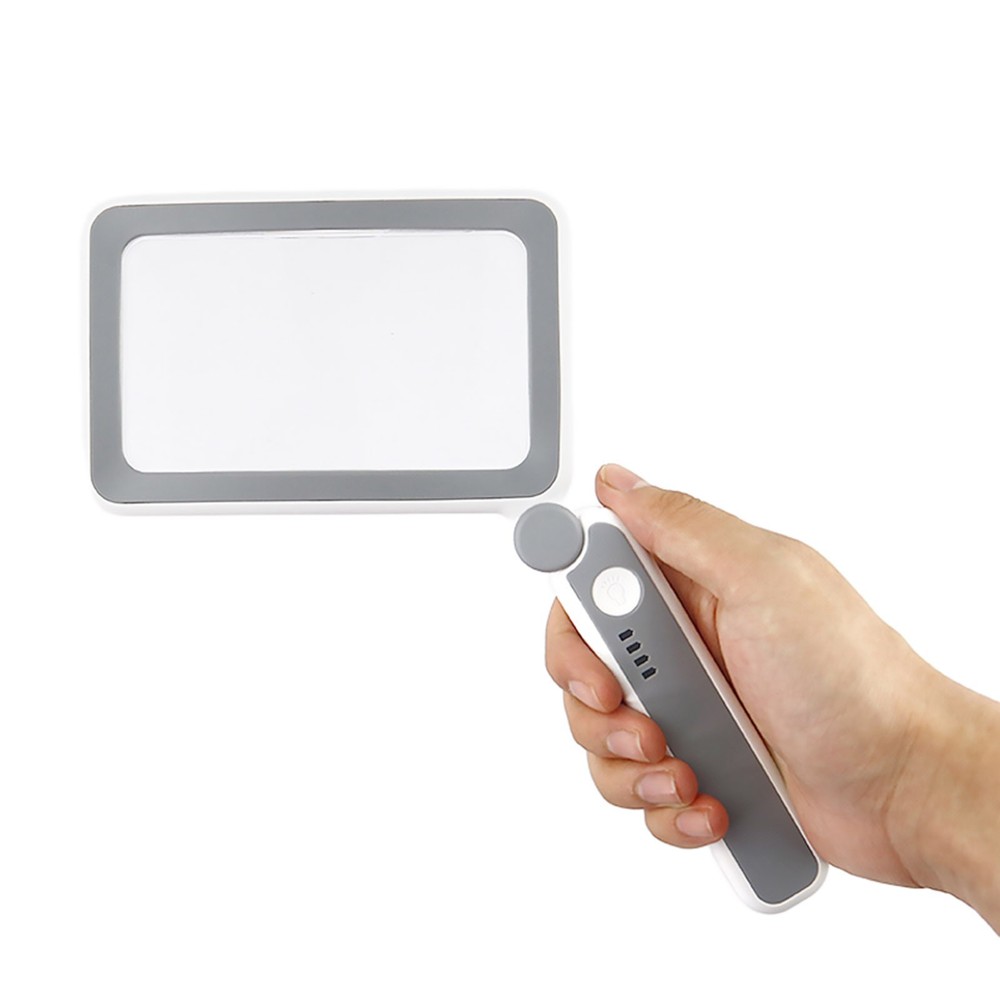 Rechargeable Rectangular Magnifier 4x 10 Led Light Touch Control For Needlework