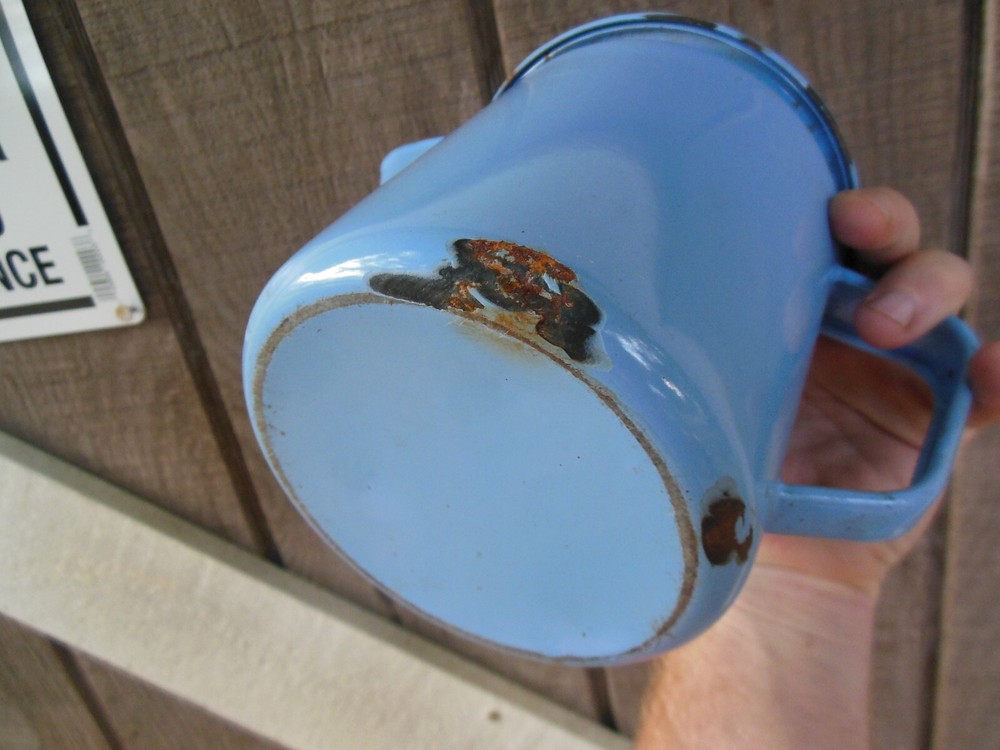 Vintage Percolator Light Blue Graniteware Metal Coffee Maker