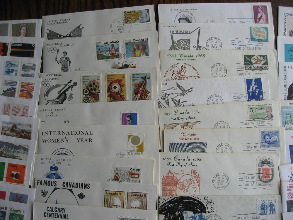 Canada 100 private FDC 1954-76 era various cachets mostly if not all different