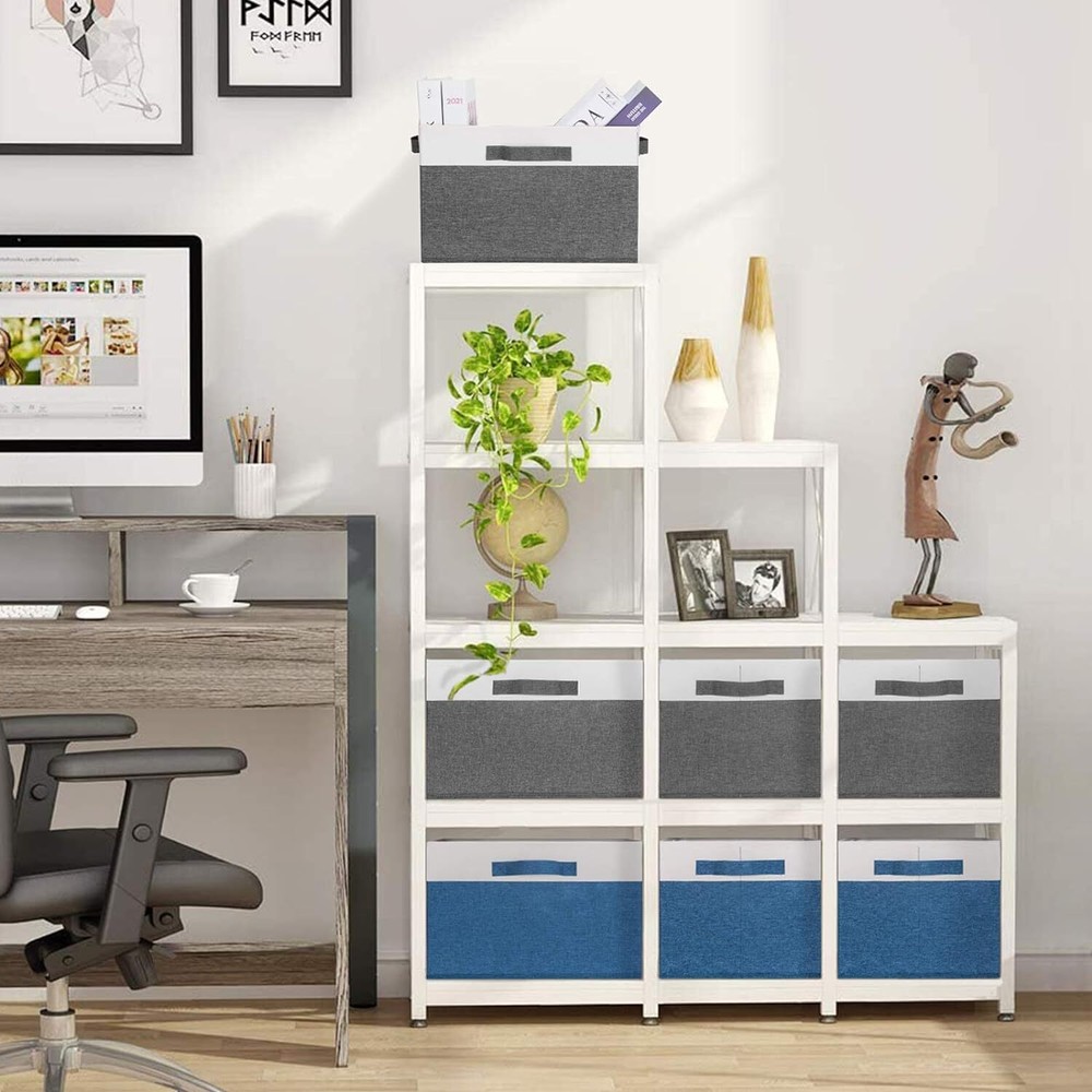 GhvyenntteS Storage Bins [3-Pack] Large Fabric Large-3 Pack, Grey-3 Pack