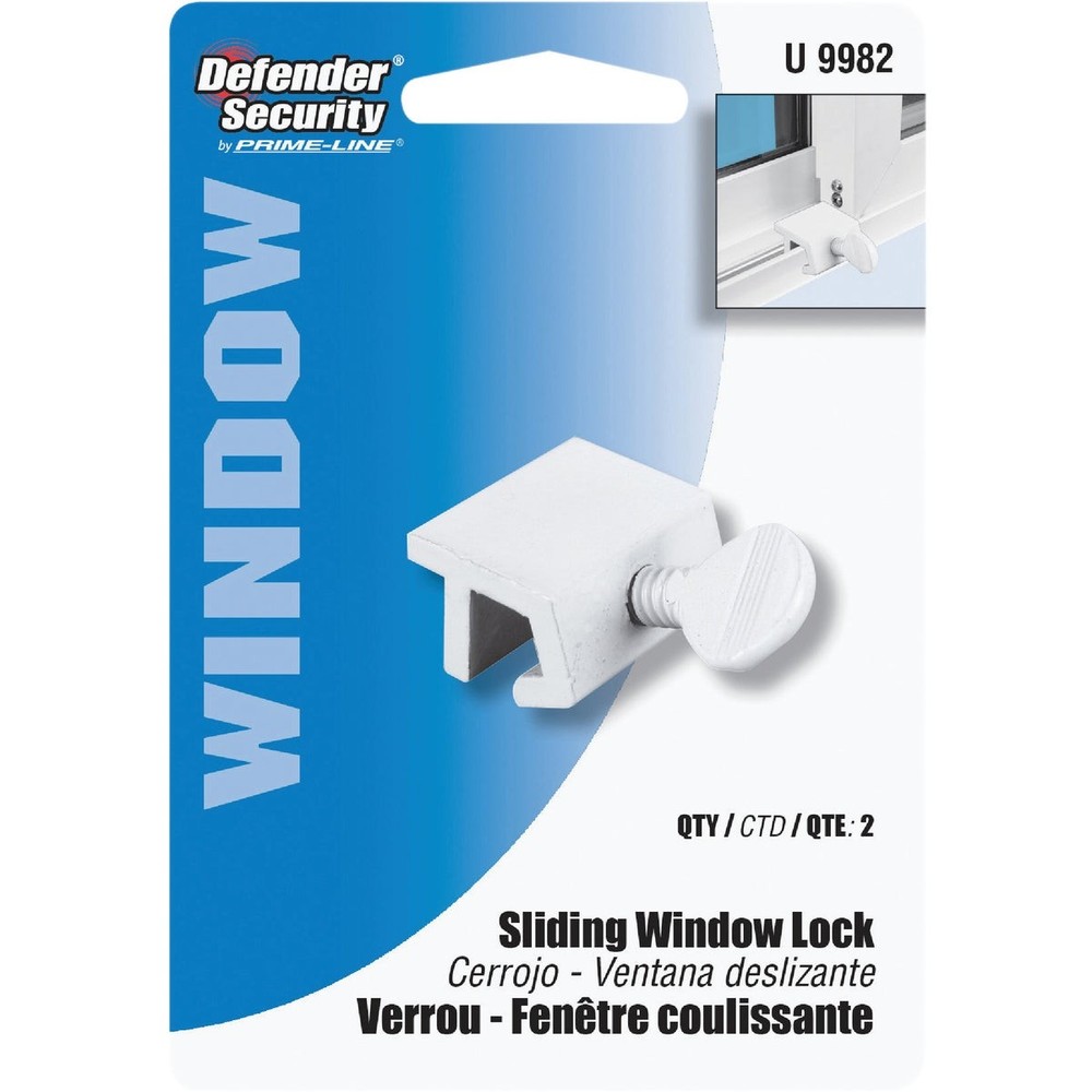 Defender Security White Heavy-Duty Sliding Window Lock (2 Count) U 9982