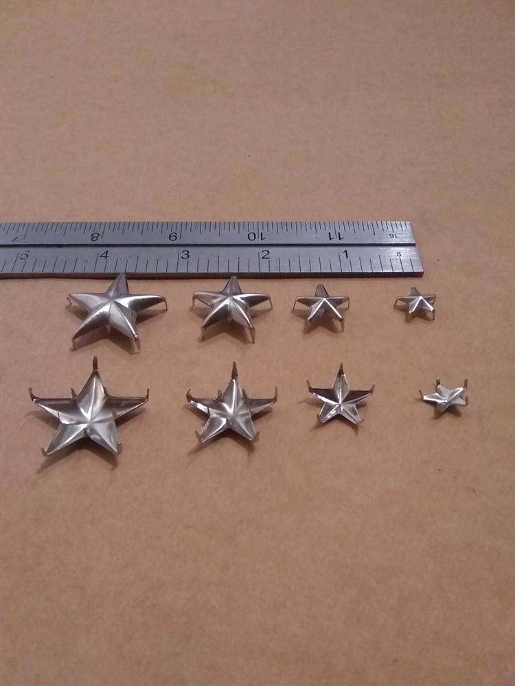 Nickel (Solid Brass) Star Spots / Studs For Leather