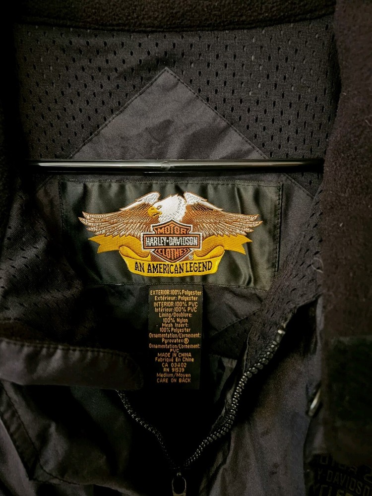 HARLEY DAVIDSON Rain Suit Jacket WATERPROOF Size Medium.