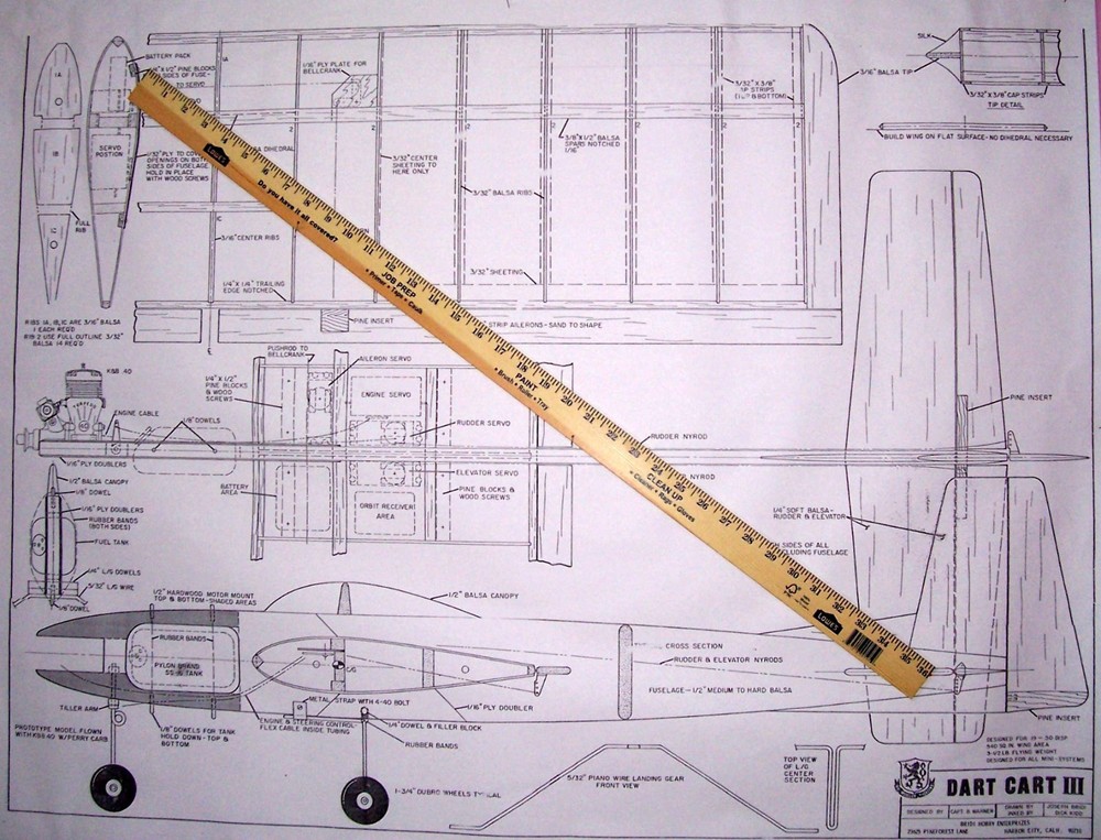 RCM DART CART III PLAN & BUILDING ARTICLE for 46" Profile RC Model Airplane