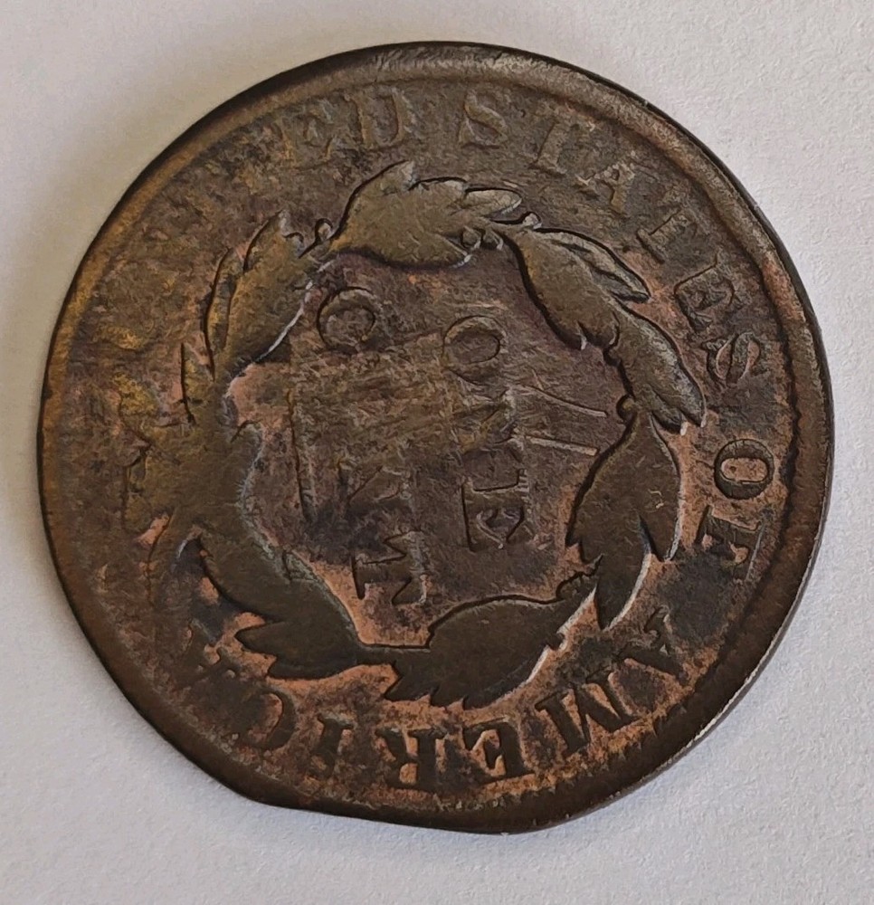 1831 Coronet Head Large Cent • Straight Clipped Planchet Error • AG/G