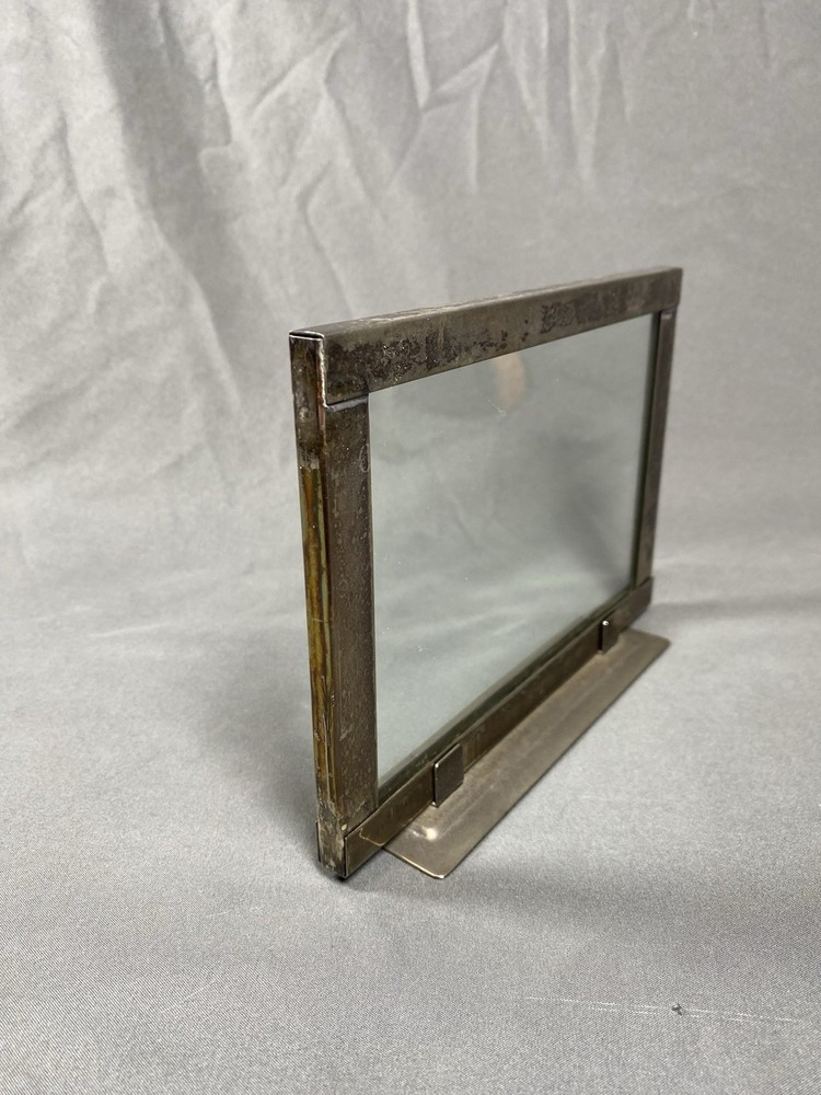 2 Vintage Silver Plated Framed Glass Rectangular Standing Picture Frames 5x7”