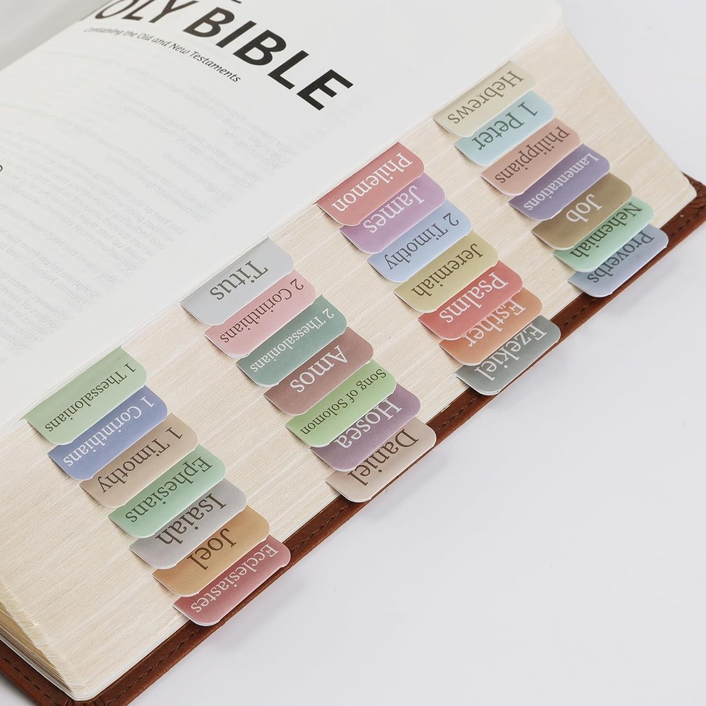 Bible Tabs 75pcs Laminated Minimal Morandi Index Tabs for Study Bible