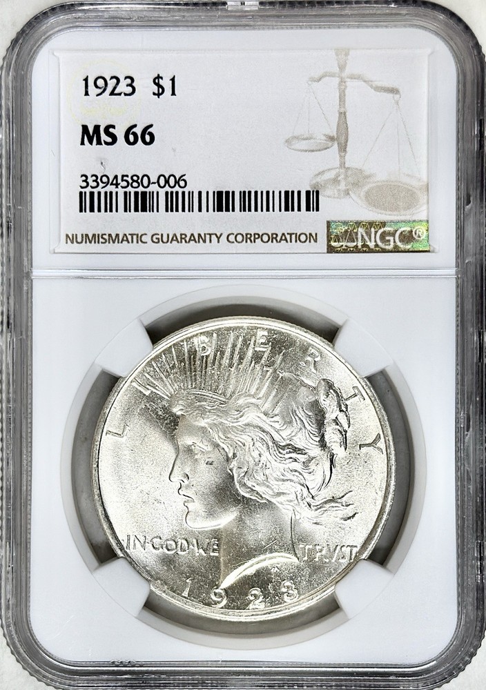 1923 PEACE SILVER DOLLAR NGC MS66